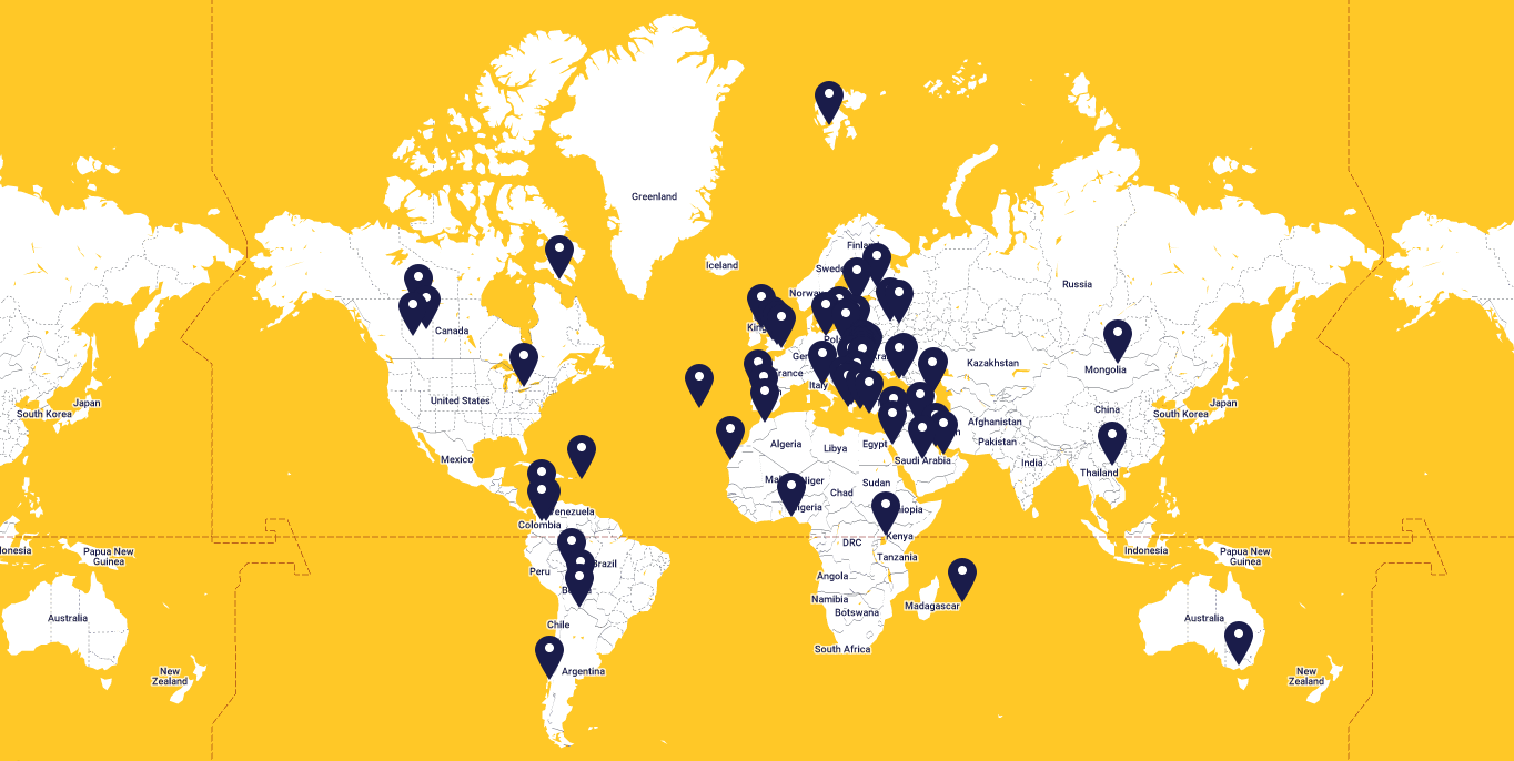 Signalight projects on the globe